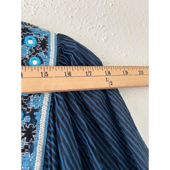 Free People Boho Tunic Dress Balloon Sleeves Embroidered Details Babydoll Fit - Picture 6 of 13